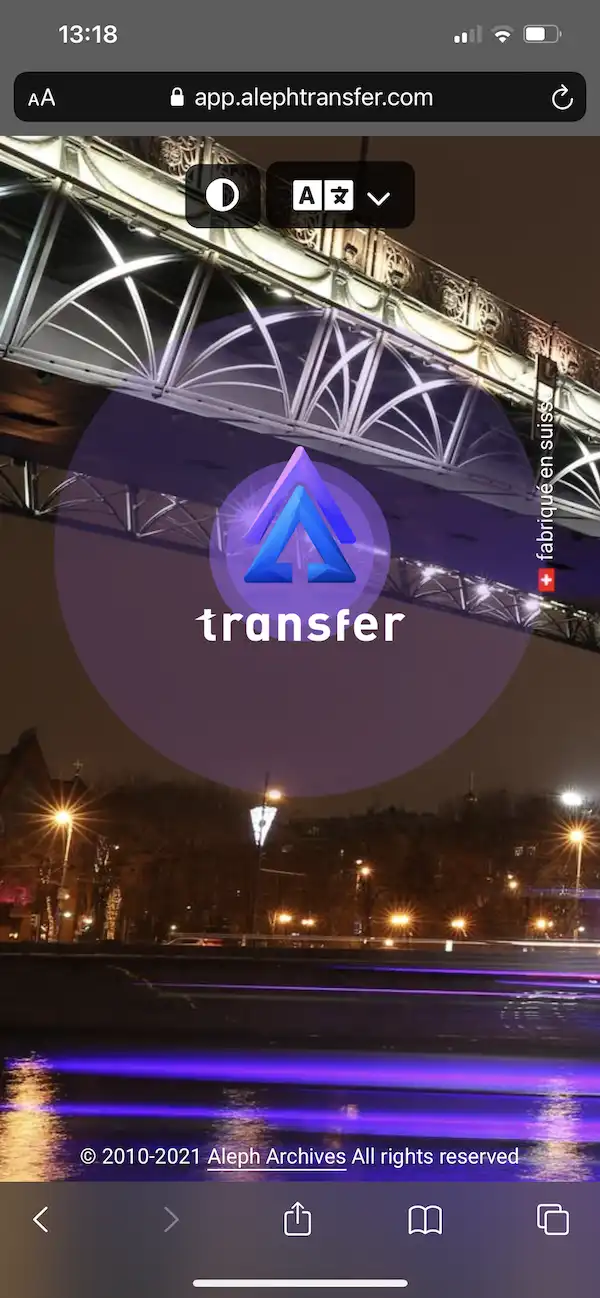 AlephTransfer Mobile App View Image